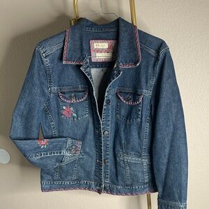 Re crafted.created.imagined Jacket with Pink Embroidery